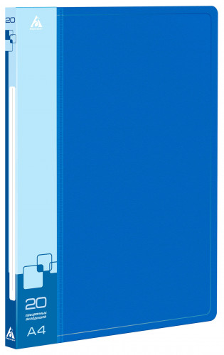 Папка с 20 прозр.вклад. Бюрократ -BPV20 A4 пластик 0.6мм торц.карм с бум. встав ассорти