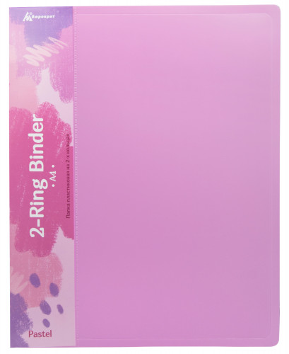 Папка на 2-х кольцах Бюрократ Pastel PAST0812/2RPINK A4 пластик 0.5мм кор.27мм торц.карм с бум. встав розовый