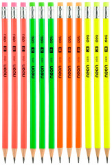 Карандаш ч/г Deli Neon EU51800 2B трехгран. тополь карт.кор. (12шт) ластик