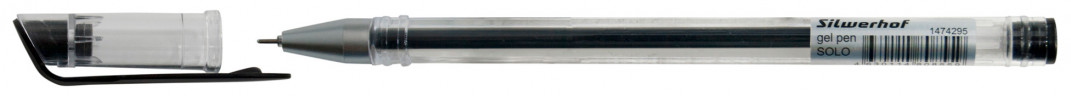 Ручка гелев. Silwerhof Solo d=0.5мм черн. черн. кор.карт. сменный стержень игловидный пиш. наконечник линия 0.3мм