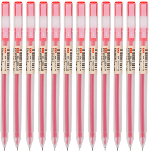 Ручка гелев. Deli A119-RD прозрачный красн. черн. линия 0.5мм