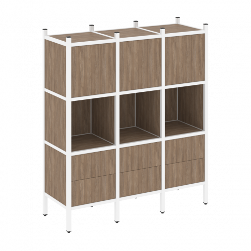 Loft Прямой стеллаж наборный VR.L-08 Дуб аризона/Белый металл 1278*446*1458