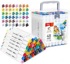 Набор маркеров для скетчинга Deli E70803-48 Color Emotion 11мм 150мм трехгр. двойной пиш. наконечник 1-7мм 48цв. ассорти пластиковая коробка (48шт.)
