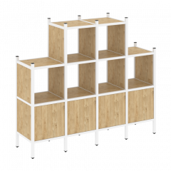 Loft Прямой стеллаж наборный VR.L-16 Тиквуд светлый/Белый металл 1694*446*1458