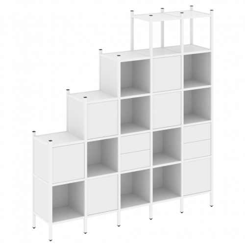 Loft Прямой стеллаж наборный VR.L-25 Белый бриллиант/Белый металл 2110*446*2280