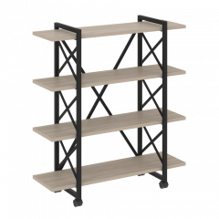 Loft Стеллаж на колесных опорах-4 полки VR.L-MST.K-4.8V Дуб аттик/Чёрный металл 1200*400*1334