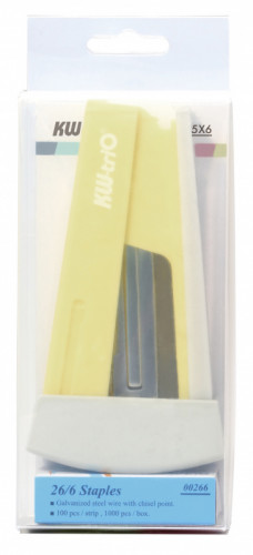 Комплект степлер+скобы Kw-Trio 055X66-YEL Swing Standing 24/6 26/6 (20листов) желтый 100скоб пластик блистер