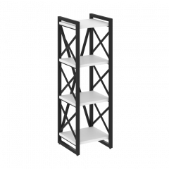 Loft Стеллаж на регулируемых опорах-4 полки VR.L-MST.O-4.4 Белый бриллиант/Чёрный металл 400*400*1280