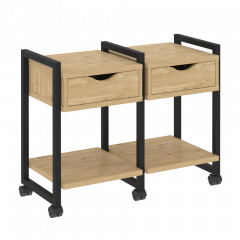 Loft Тумба на колесных опорах наборная. Вариант №1 VR.L-TN-1.K Тиквуд светлый/Чёрный металл 970*460*767