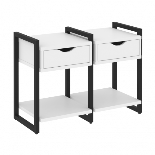 Loft Тумба на регулируемых опорах наборная. Вариант №1 VR.L-TN-1.O Белый бриллиант/Чёрный металл 970*460*719