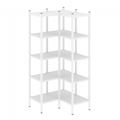 Loft Угловой внутренний стеллаж наборный VR.L-32 Белый бриллиант/Белый металл 862*862*1869