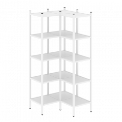 Loft Угловой внутренний стеллаж наборный VR.L-32 Белый бриллиант/Белый металл 862*862*1869