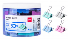 Зажимы Deli E8553S металл 32мм ассорти (упак.:24шт) пластиковая туба