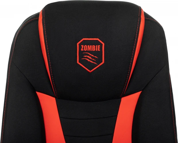 Кресло игровое Zombie 200 черный/красный ткань/эко.кожа крестов. пластик пластик черный