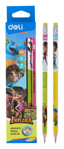 Карандаш ч/г Deli EU52800 Explora HB шестигран. тополь кор.европод. (12шт) ластик