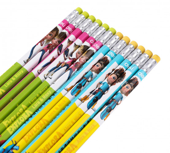 Карандаш ч/г Deli EU52800 Explora HB шестигран. тополь кор.европод. (12шт) ластик