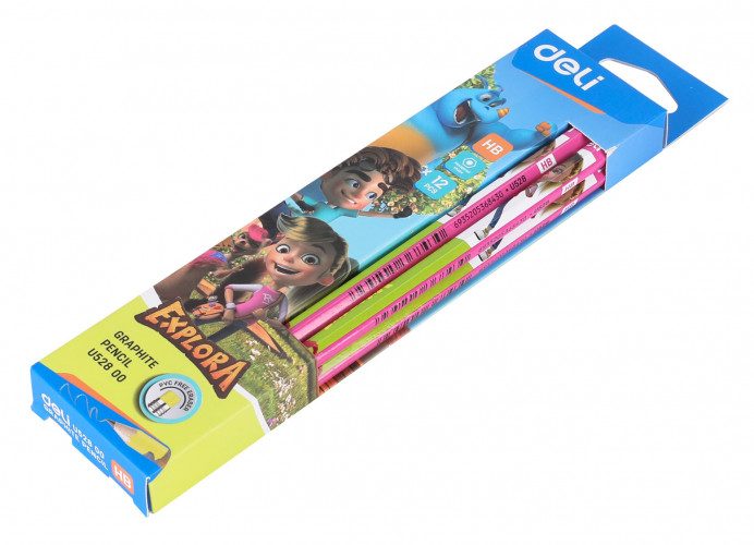 Карандаш ч/г Deli EU52800 Explora HB шестигран. тополь кор.европод. (12шт) ластик