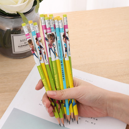 Карандаш ч/г Deli EU52800 Explora HB шестигран. тополь кор.европод. (12шт) ластик