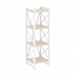 Loft Стеллаж на регулируемых опорах-4 полки VR.L-MST.O-4.4 Денвер светлый/Белый металл 400*400*1280