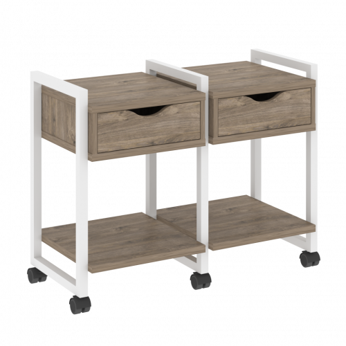 Loft Тумба на колесных опорах наборная. Вариант №1 VR.L-TN-1.K Тиквуд тёмный/Белый металл 970*460*767