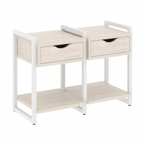 Loft Тумба на регулируемых опорах наборная. Вариант №1 VR.L-TN-1.O Денвер светлый/Белый металл 970*460*719