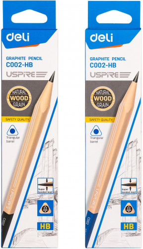 Карандаш ч/г Deli EC002-HB Uspire HB трехгран. липа карт.кор. (12шт)