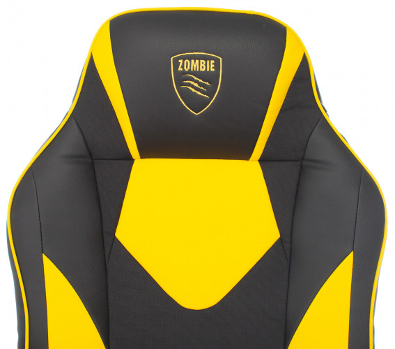 Кресло игровое Zombie GAME 17 черный/желтый эко.кожа/ткань крестов. пластик
