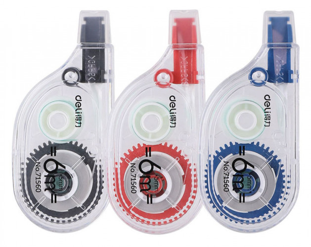 Лента коррект. Deli 71560 6мх5мм ассорти корпус белый