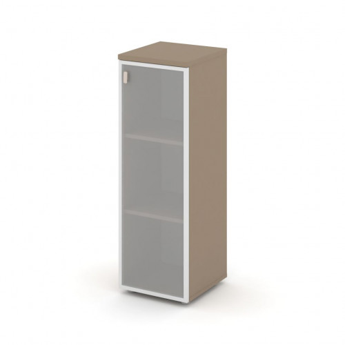 Estetica Шкаф сред. узкий прав. (1 сред. фасад стекло в раме) ES.SU-2.4R (R) Латте/Сатин матовый 400*420*1207