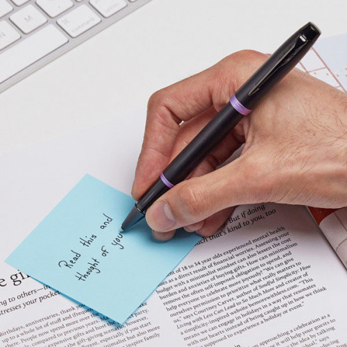 Ручка роллер Parker IM Vibrant Rings T315 (CW2172950) Amethyst Purple PVD F черн. черн. подар.кор.