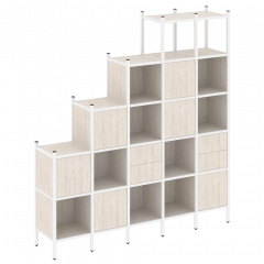 Loft Прямой стеллаж наборный VR.L-25 Денвер светлый/Белый металл 2110*446*2280