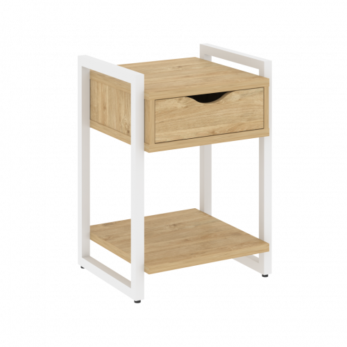 Loft Тумба на регулируемых опорах с ящиком и полкой VR.L-T1.O Тиквуд светлый/Белый металл 500*460*719