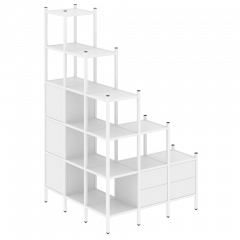 Loft Угловой внешний стеллаж наборный VR.L-59 Белый бриллиант/Белый металл 1278*1278*2280