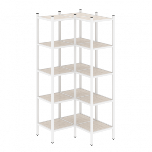 Loft Угловой внутренний стеллаж наборный VR.L-32 Денвер светлый/Белый металл 862*862*1869