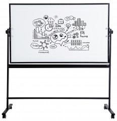 Доска магнитно-маркерная Deli E7883 лак белый 90x150см алюминиевая рама на роликах двухсторонняя