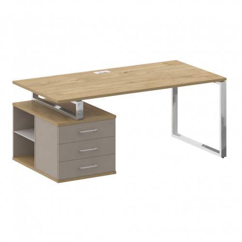 Shift Стол руководителя с опорной тумбой, левый SK.SRT-180 (L) Тиквуд светлый/Капучино 1800*904*753