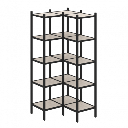 Loft Угловой внутренний стеллаж наборный VR.L-32 Денвер светлый/Чёрный металл 862*862*1869