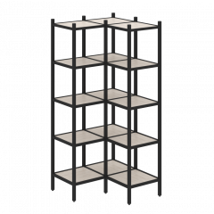 Loft Угловой внутренний стеллаж наборный VR.L-32 Денвер светлый/Чёрный металл 862*862*1869