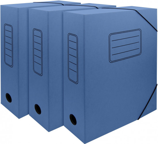 Папка архивная на резинке Silwerhof микрогофрокартон корешок 75мм синий (упак.:3шт)