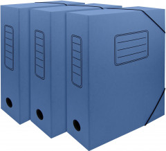 Папка архивная на резинке Silwerhof микрогофрокартон корешок 75мм синий (упак.:3шт)