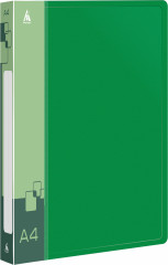 Папка на 2-х D-кольцах Бюрократ -0840/2DGRN A4 пластик 0.8мм кор.40мм внутр. с вставкой зеленый