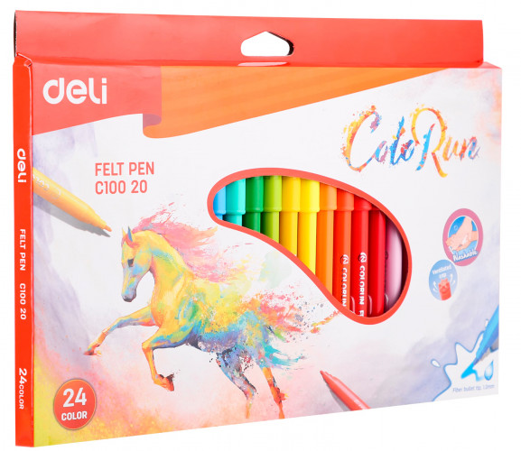 Фломастеры Deli EC10020 ColoRun Вентилируемый 24цв. коробка с европодвесом