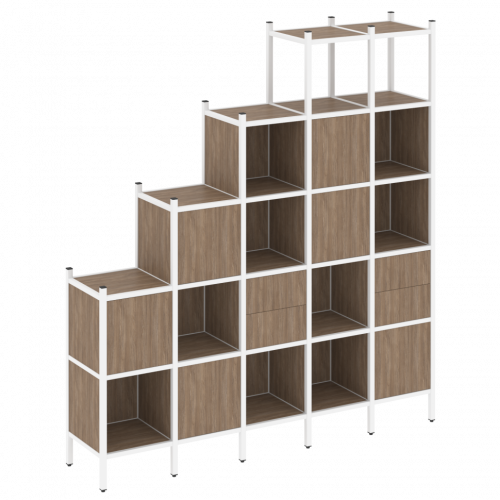 Loft Прямой стеллаж наборный VR.L-25 Дуб аризона/Белый металл 2110*446*2280