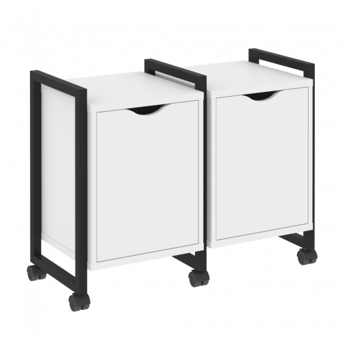 Loft Тумба на колесных опорах наборная. Вариант №2 VR.L-TN-2.K Белый бриллиант/Чёрный металл 970*460*767