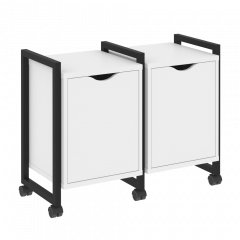 Loft Тумба на колесных опорах наборная. Вариант №2 VR.L-TN-2.K Белый бриллиант/Чёрный металл 970*460*767