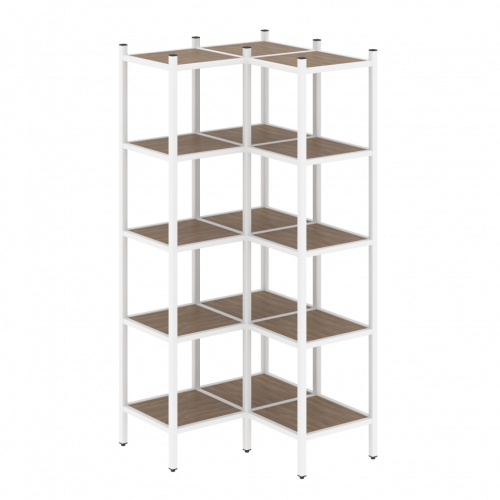 Loft Угловой внутренний стеллаж наборный VR.L-32 Дуб аризона/Белый металл 862*862*1869