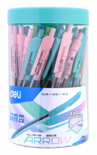 Ручка шариков. автоматическая Deli Arrow EQ03236-1 прозрачный/ассорти d=0.7мм син. черн. (1шт) ассорти
