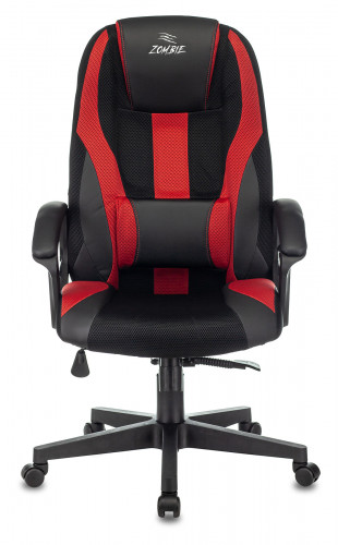 Кресло игровое Zombie 9 черный/красный ткань/эко.кожа крестов. пластик