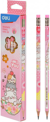 Карандаш ч/г Deli MiYou EC012-2B 2B шестигран. карт.кор. (12шт)