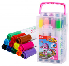 Фломастеры Deli EC10904 Super Wings 12цв. пластиковая коробка (12шт.)